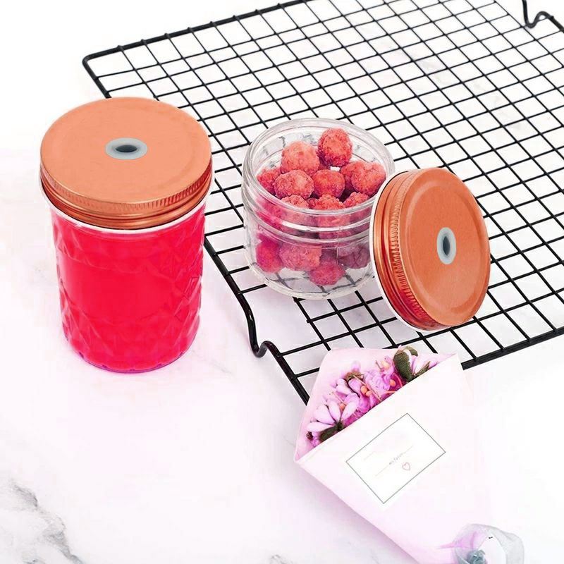 12 Tapas Cobre con Hoyito para Frasco Mason Jars