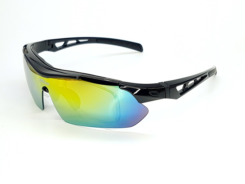 Lentes De Sol Deportivos Panlees SP017 Negro/Negro Ciclismo Micas Intercambiables
