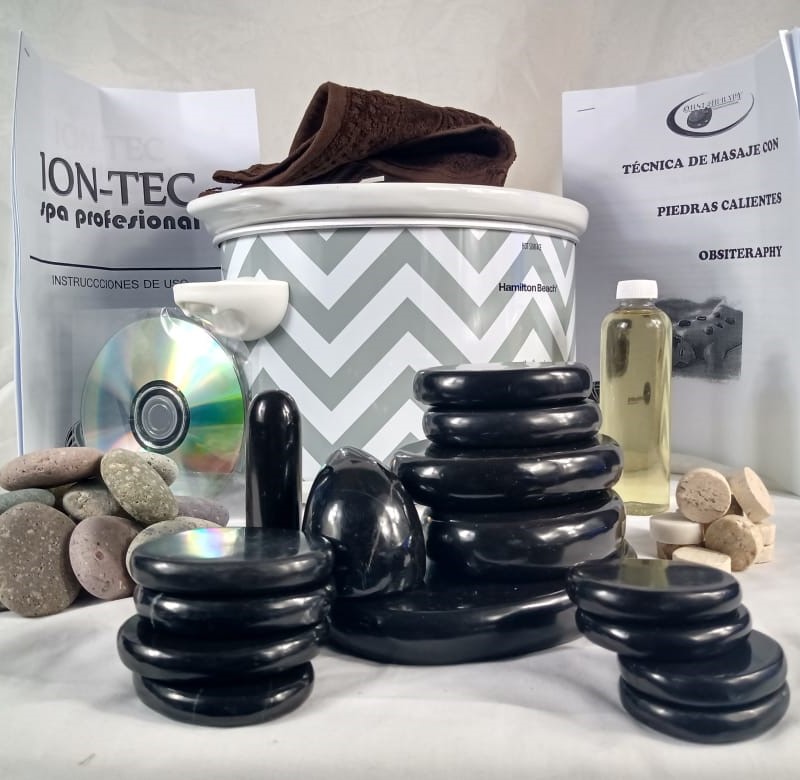 KIT PIEDRAS CALIENTES OBSIDIANA CON OLLA CALENTADOR 