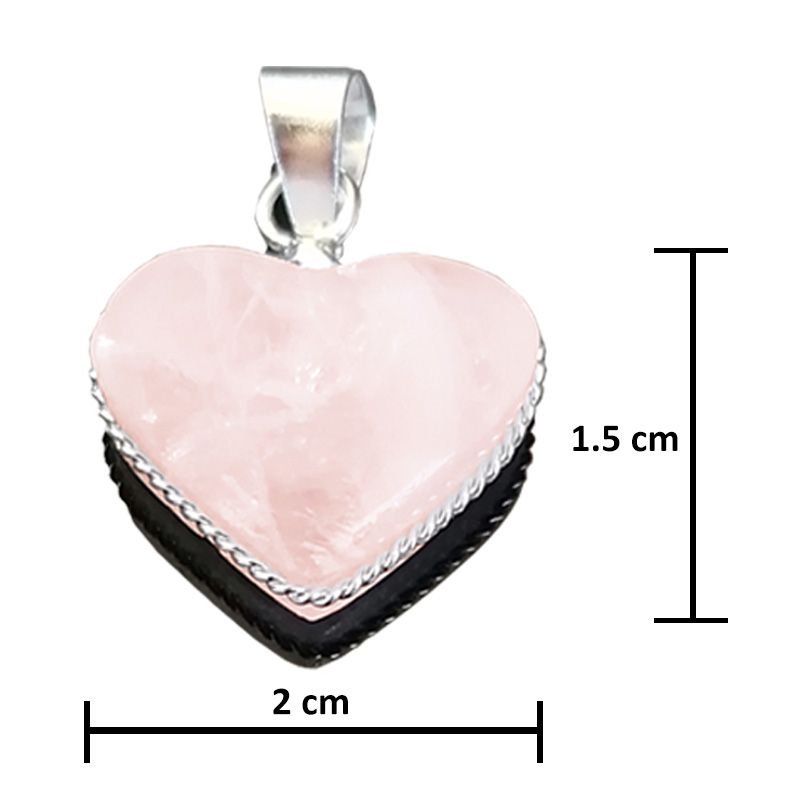 Collar Cuero Con Corazón De Cuarzo Rosa Teotihuacano