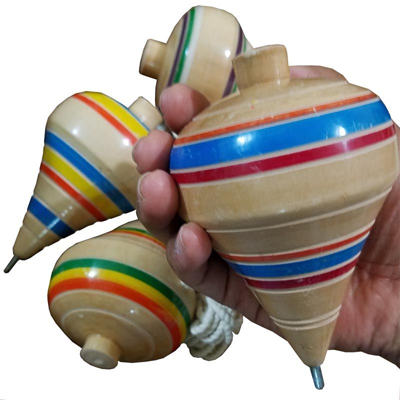 Trompo De Madera Extra Grande Juguete Mexicano 100% Artesanal