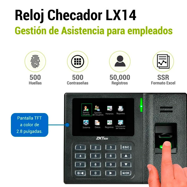 Control De Asistencia Checador Zkteco Lx14 Biometrico