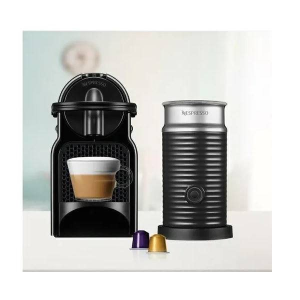 Cafetera Nespresso Inissia Black + Aeroccino 3 + 14 Cápsulas
