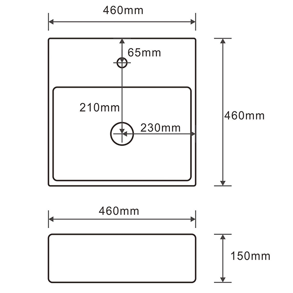 Lavabo Cerámico Cuadrado Valencia, Ovalin baño