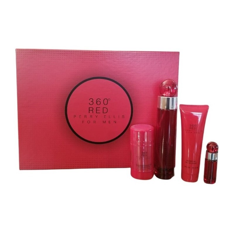 Kit De 4 Piezas 360 Red For Men De Perry Ellis EDT 100 Ml