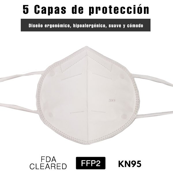 10 piezas Cubrebocas KN95 Certificado FDA ISO CE blanco con 5 capas  Empaque individual máxima protección FFP2 