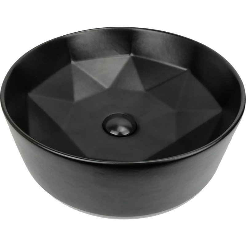 Lavabo Cerámico para Baño GHI, forma circular en color negro mate. De sobreponer, con diseño europeo ideal para todo tipo de baños. Dimensiones 40.5 x 40.5 x 14.5 cms. (base x altura x profundidad)