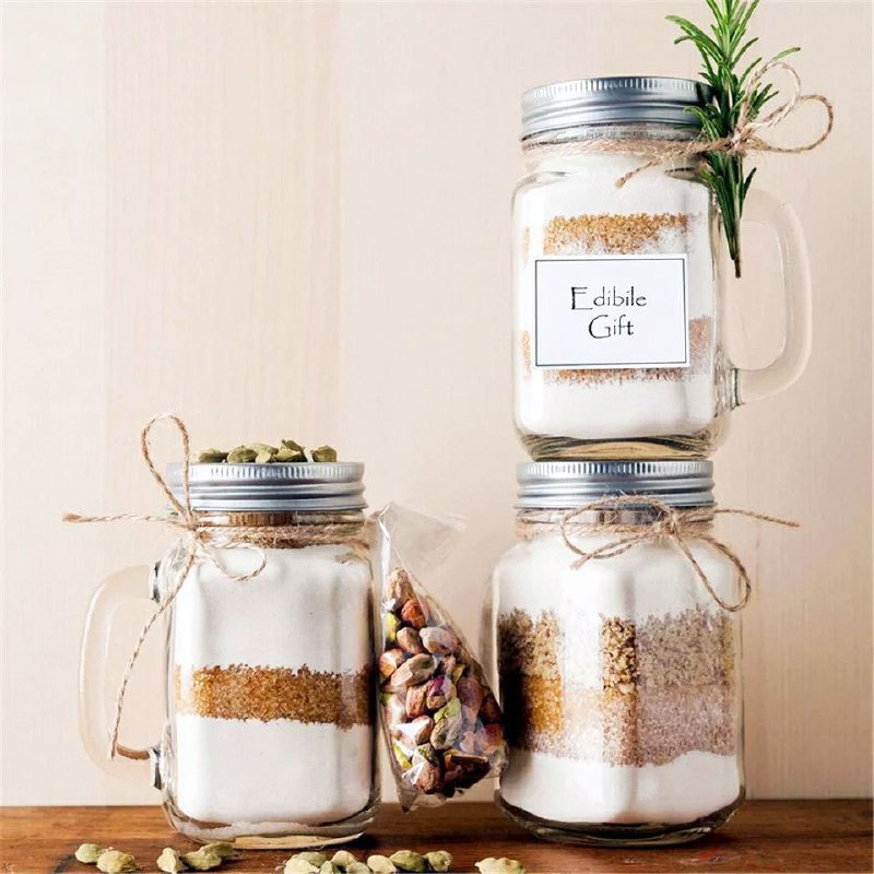 12 Frascos Mason Jars Liso con Tapa Plata y Popote
