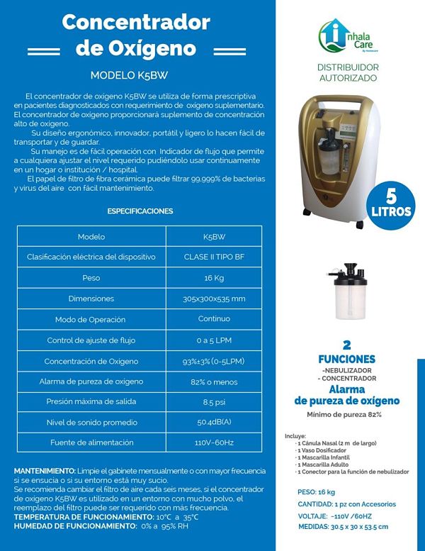 Filtro Para Concentrador De Oxígeno K5bw Inhala Care