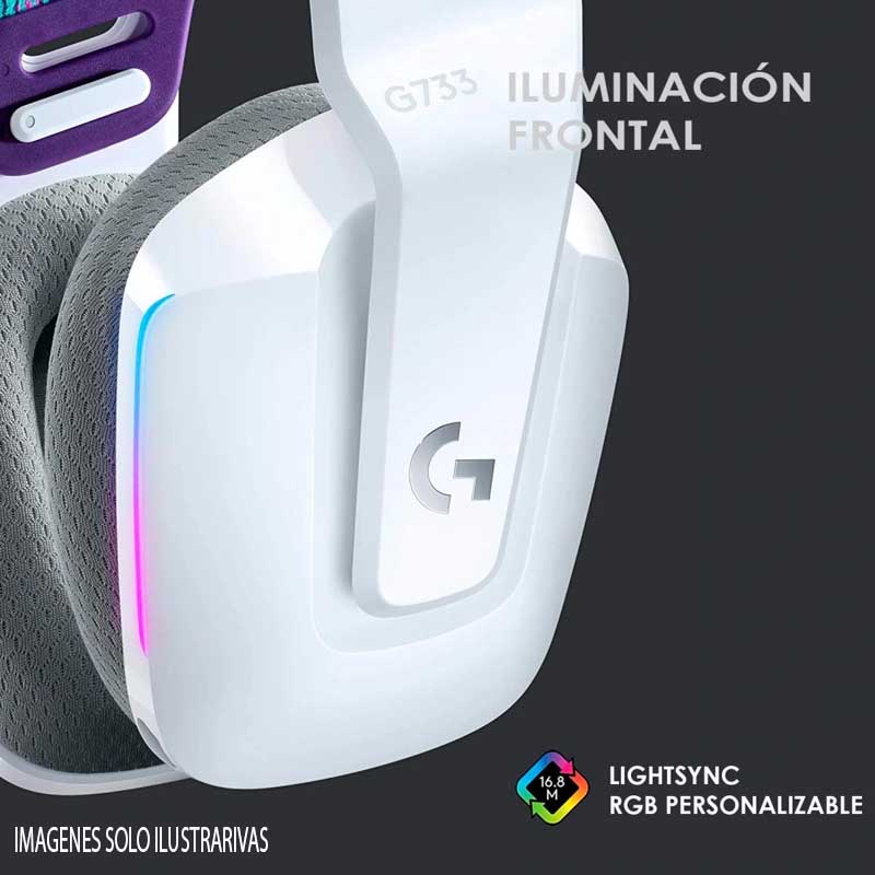 DIADEMA LOGITECH G733 LIGHTSPEED WIRELESS RGB BLANCO INALAMBRICOS PC/MAC/PS4 981-000889.