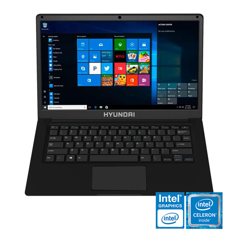 Laptop Hyundai Thinnote - Intel dual core - SSD 64GB - RAM 4GB - W10 + Mochila + Base + Mouse