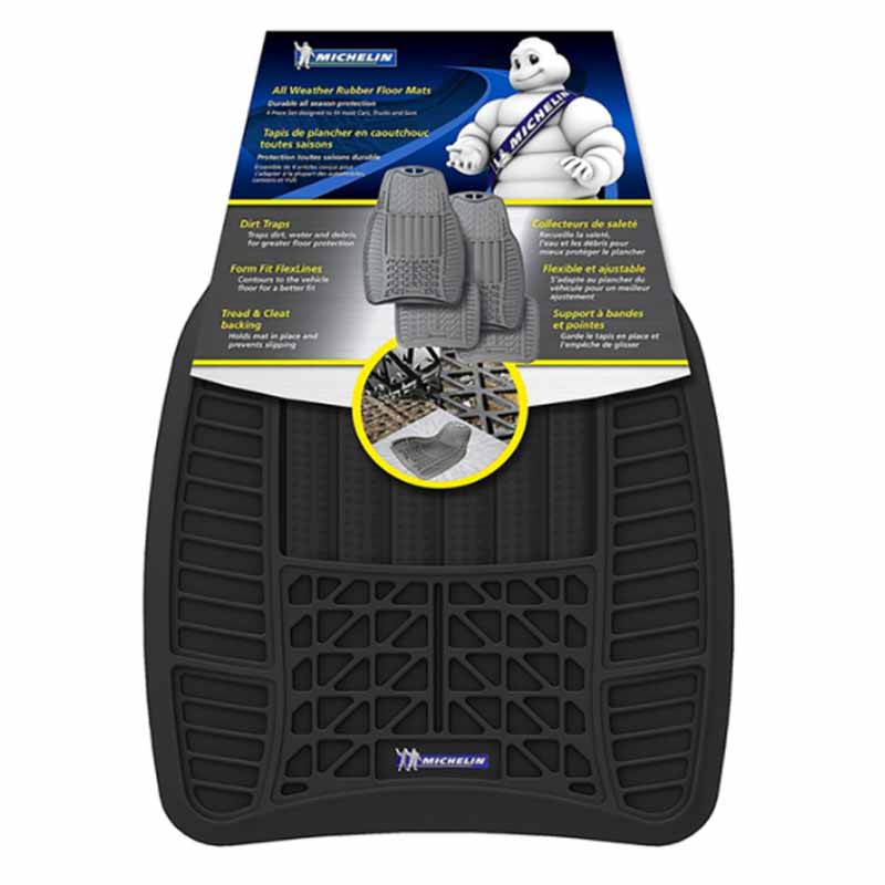 Michelin Tapetes de Hule Negro para Automóvil, 4 piezas