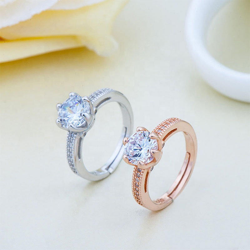 Anillo De Compromiso  VAROURO Plata Ley 925 Ajustable + Estuche + Hermosos Broqueles Zirconia de Regalo 