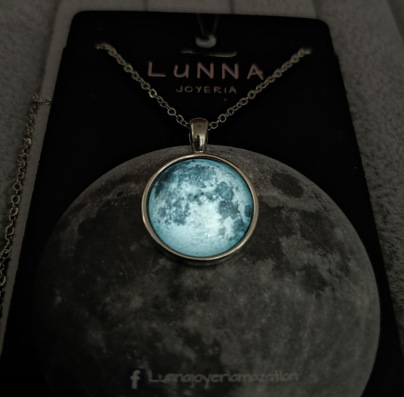 Collar + Pulsera + Anillo de Luna Brilla en la oscuridad Acero Inoxidable