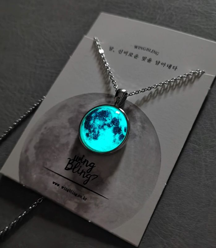 Collar + Pulsera + Anillo de Luna Brilla en la oscuridad Acero Inoxidable