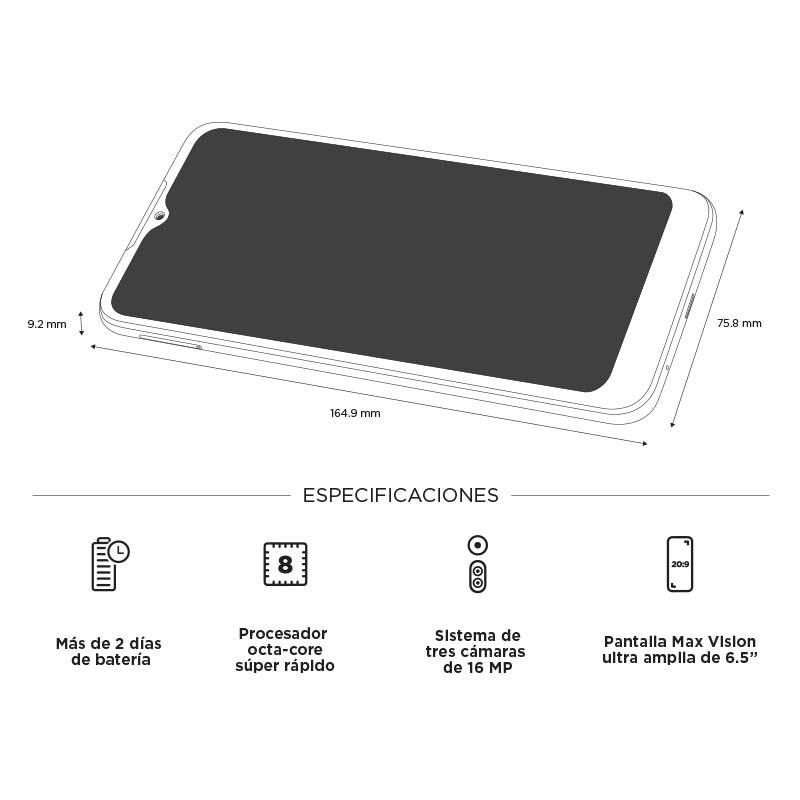 Celular MOTOROLA LTE XT2055-2 G8 POWER LITE Color TURQUESA Telcel Y DE REGALO UNOS AUDIFONOS INALÁMBRICOS 