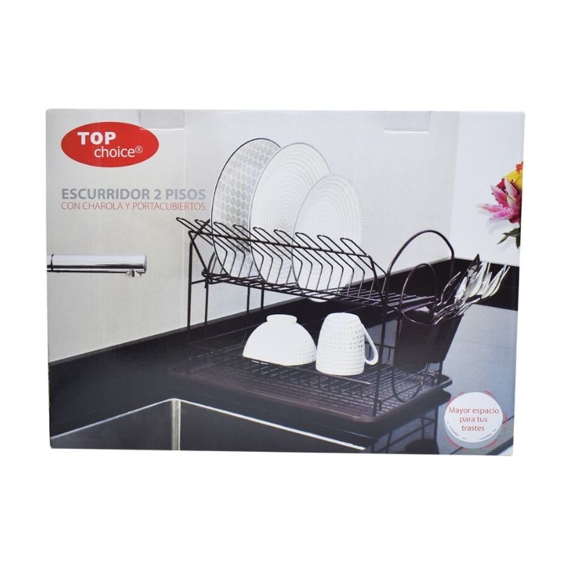 Escurridor de Platos, Para Trastes Top Choice De Aleación de Acero Inoxidable 2 Niveles Y Charola