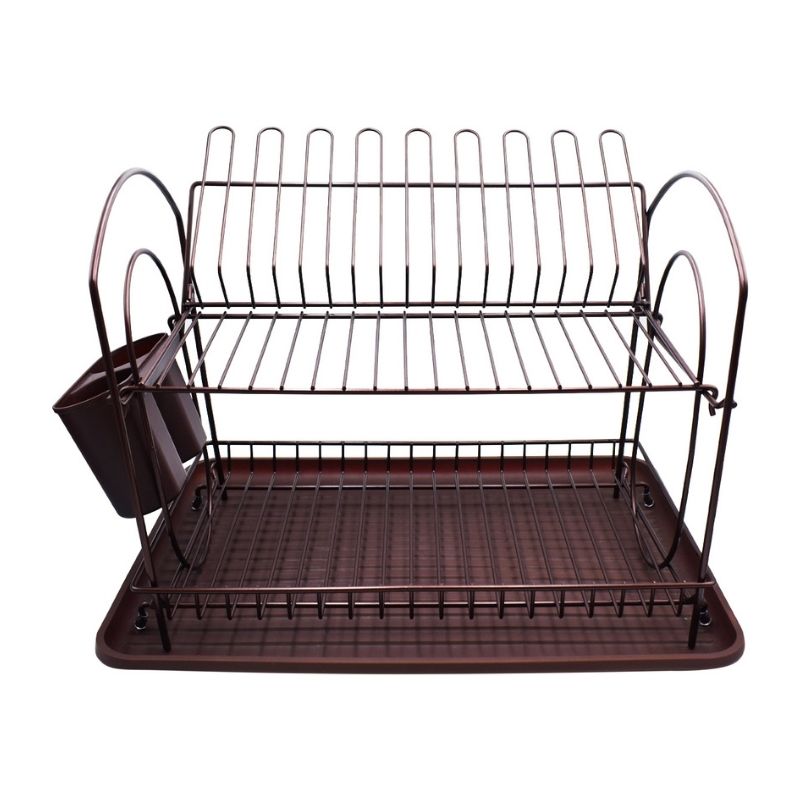 Escurridor de Platos, Para Trastes Top Choice De Aleación de Acero Inoxidable 2 Niveles Y Charola