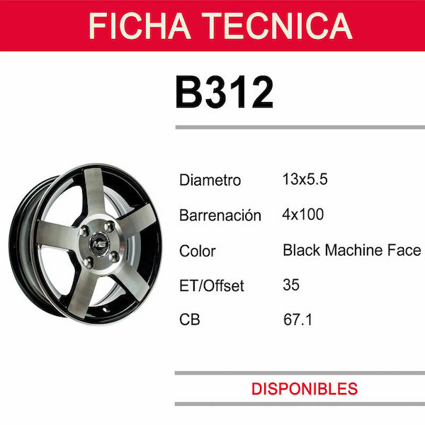 Rines 13 Deportivos 4/100 - Tsuru Chevy Golf Pointer (4 Rines) Modelo B312