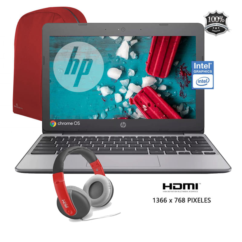 Laptop Hp 11 Intel Celeron Emmc 16Gb Ram 2Gb Chrome Os + Mochila + Audífonos