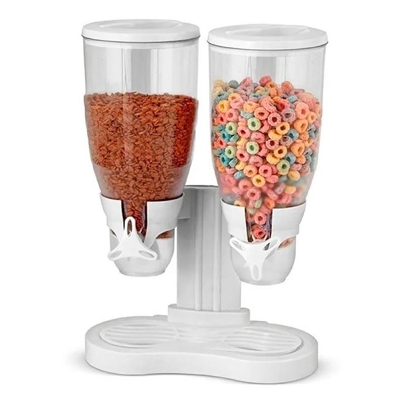 Dispensador De Cereal Doble Despachador Alimentos Dulces