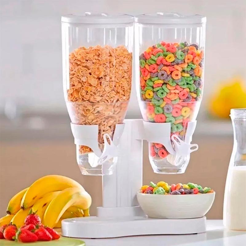 Dispensador De Cereal Doble Despachador Alimentos Dulces