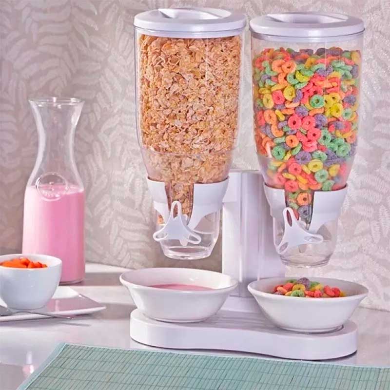 Dispensador De Cereal Doble Despachador Alimentos Dulces