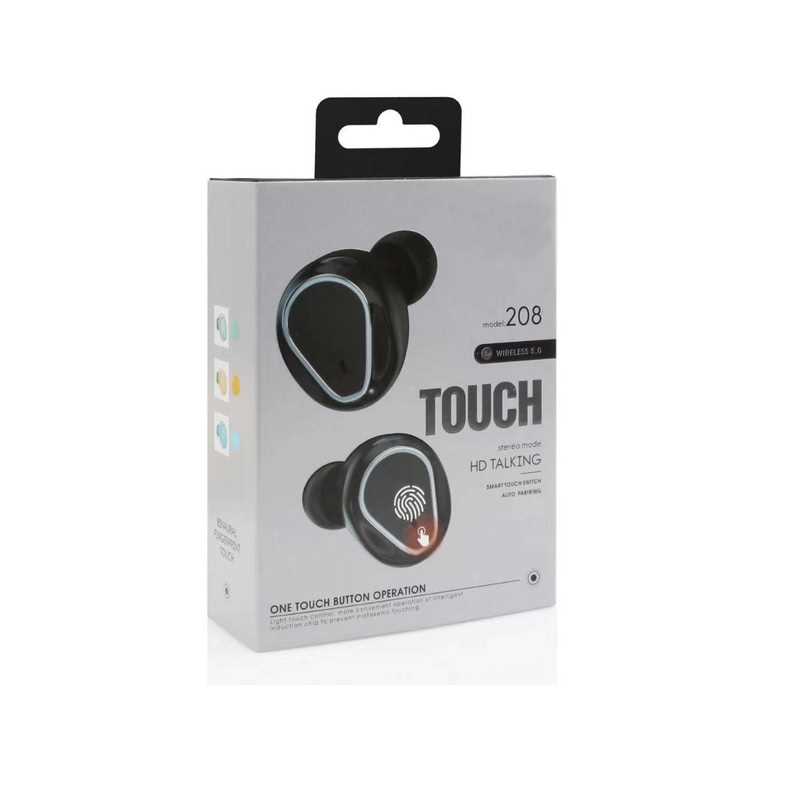 Audífonos inalámbricos bluetooth  twins 208 audio HD y sensores touch compatibles con IOS y android 