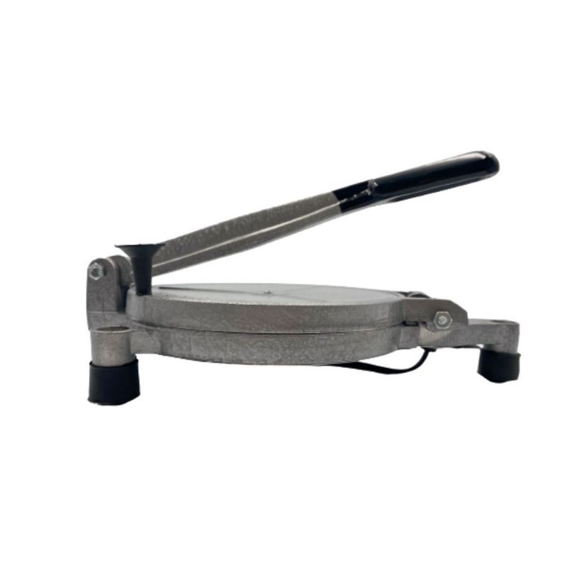 Prensa Eléctrica para Tortillas de Harina, González, 20cm (8") de Diámetro, Color Gris + Tortillero de 25cm de Diámetro Color Arena