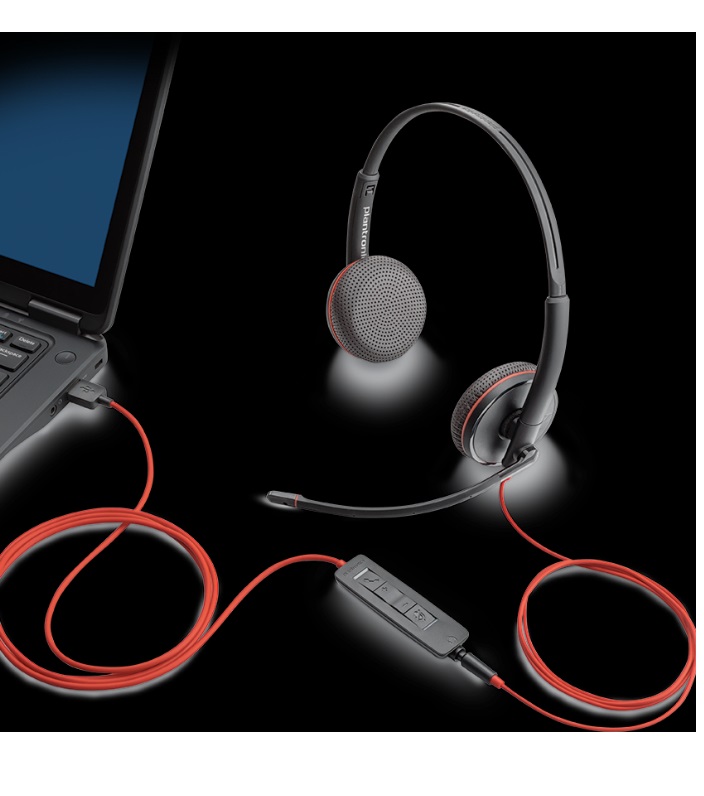 Audifonos PLANTRONICS C3220 USB-A Negro USB DIADEMA VENTAS NEGOCIOS VIDEO LLAMADA CABLE LAP PC MIC