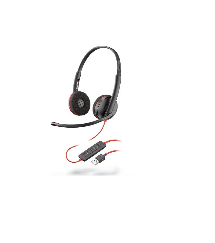 Audifonos PLANTRONICS C3220 USB-A Negro USB DIADEMA VENTAS NEGOCIOS VIDEO LLAMADA CABLE LAP PC MIC