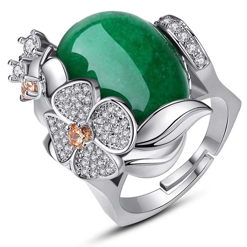 Anillo Amor Corazón Mamá 10 Mayo Ópalo Esmeralda Swarovski Elements