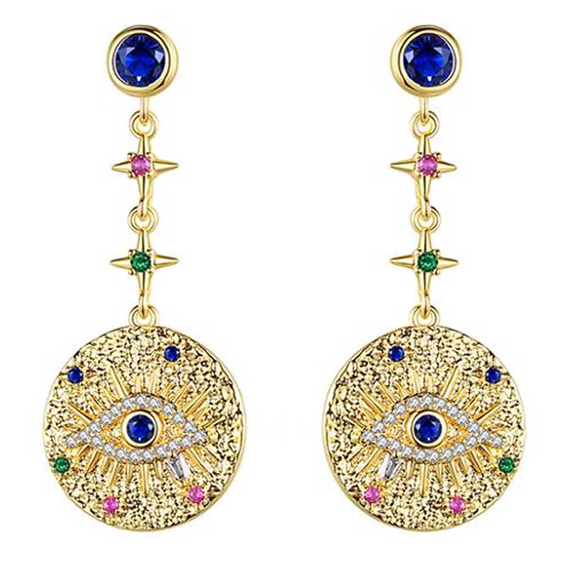 Regalo Aretes Protección Mal Ojo de Dios Amuleto Turco Egipcio Swarovski E