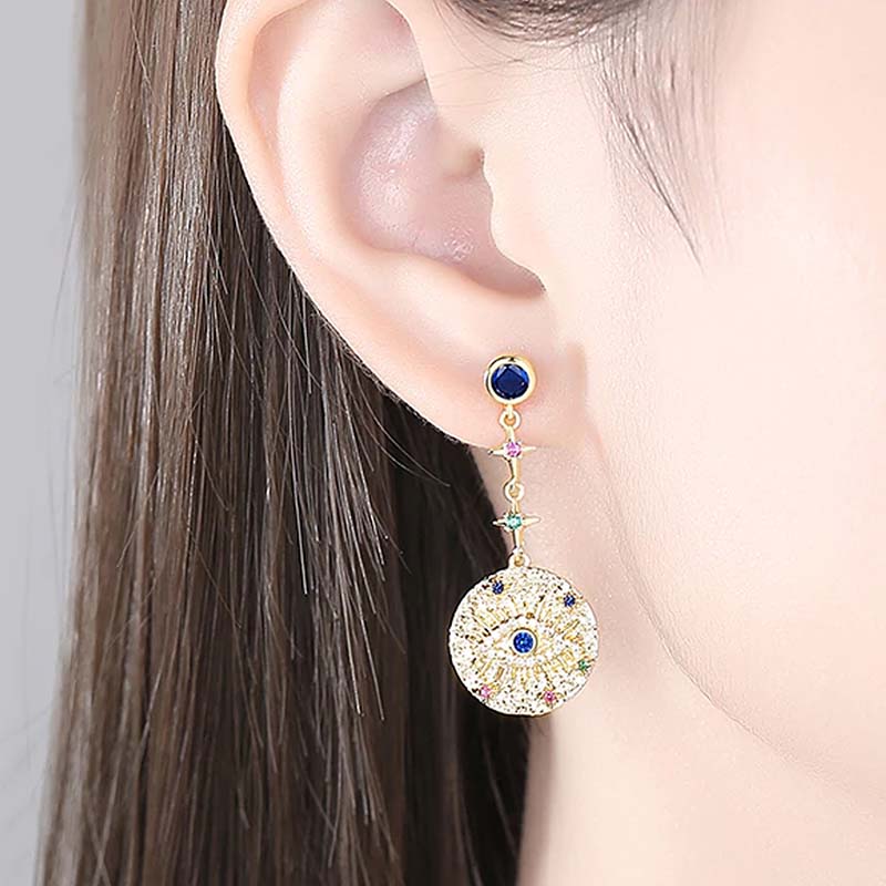 Regalo Aretes Protección Mal Ojo de Dios Amuleto Turco Egipcio Swarovski E