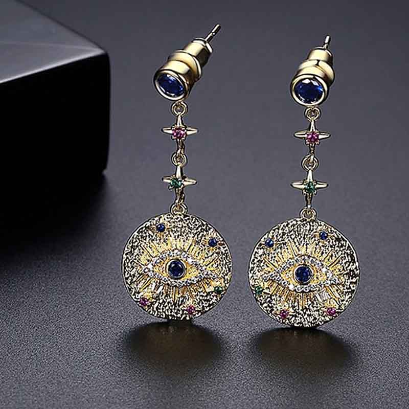 Regalo Aretes Protección Mal Ojo de Dios Amuleto Turco Egipcio Swarovski E