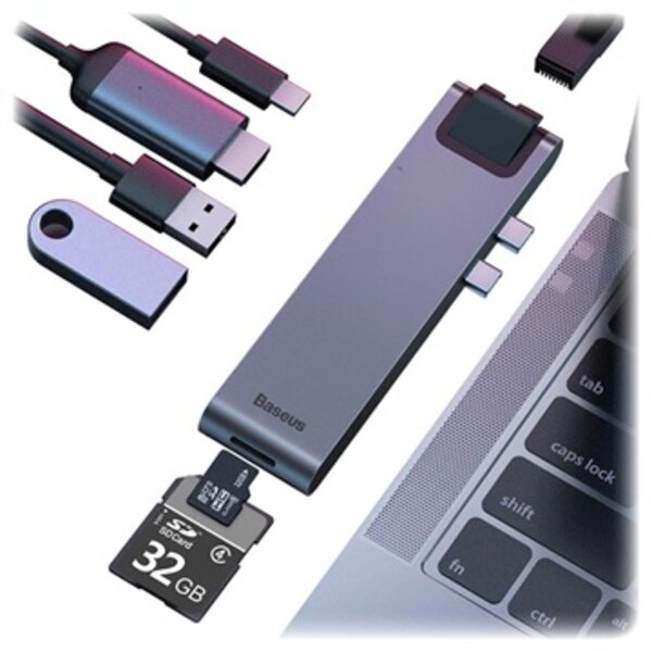 Adaptador Thunderbolt 3 Hub Macbook Pro y Air Usb Hdmi SD