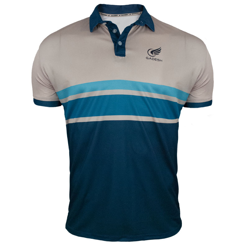 PLAYERA TIPO POLO COLOR HUESO/AZUL MARINO DEPORTIVA ELEGANTE GADESH SPORT