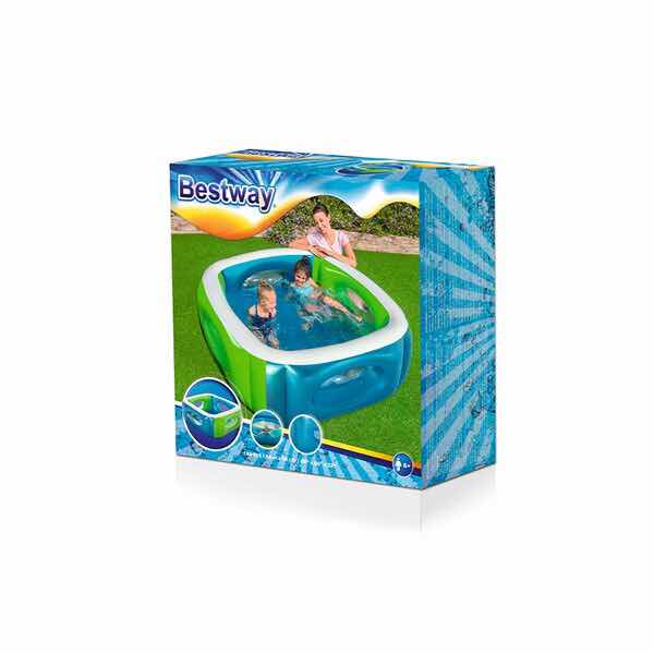 Alberca Piscina Inflable Infantil Cuadrada con Ventanas Infantil 1.68 x 1.68 cm