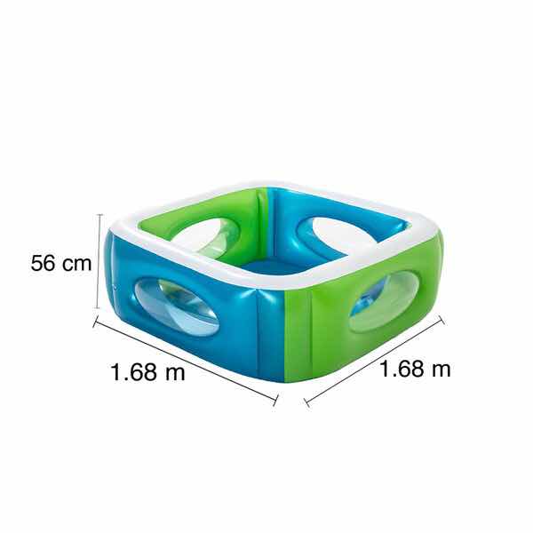 Alberca Piscina Inflable Infantil Cuadrada con Ventanas Infantil 1.68 x 1.68 cm