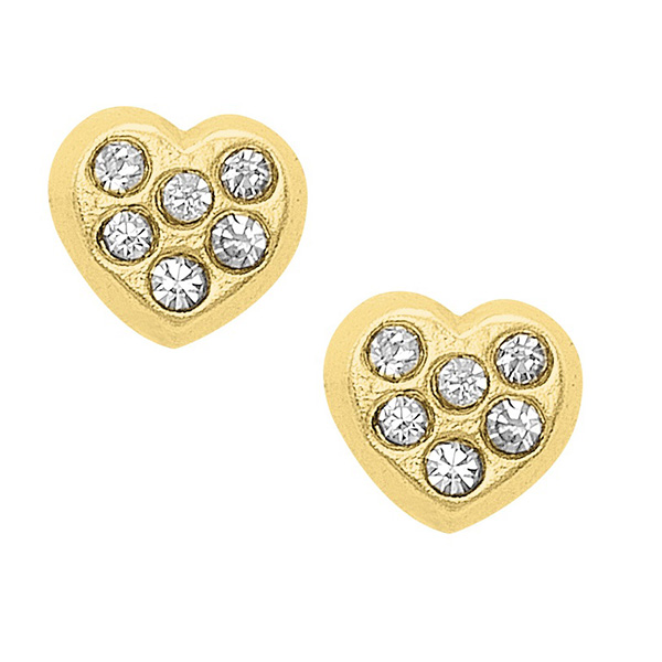 Broqueles Corazón Piedritas 5 Mm Oro De 10 K + Obsequio
