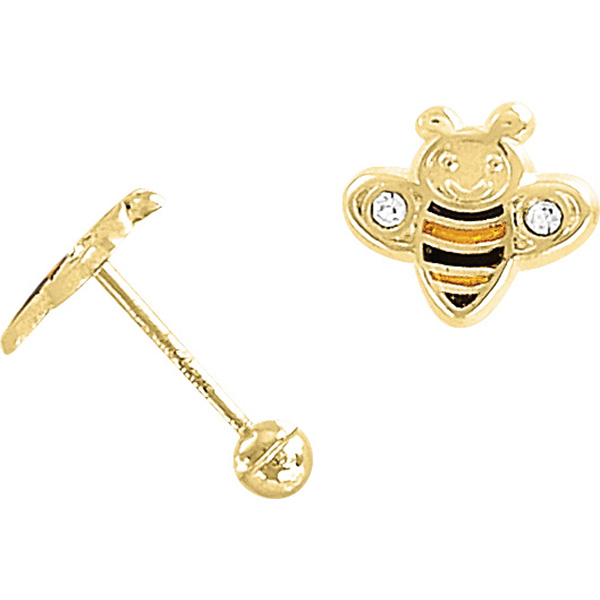 Broqueles Abejita Oro 10 kilates + Obsequio