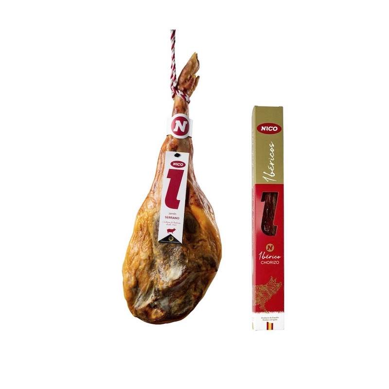 Jamon Serrano Reserva C/hueso Nico 7,5kg+ Chorizo Iberico Nico 200g