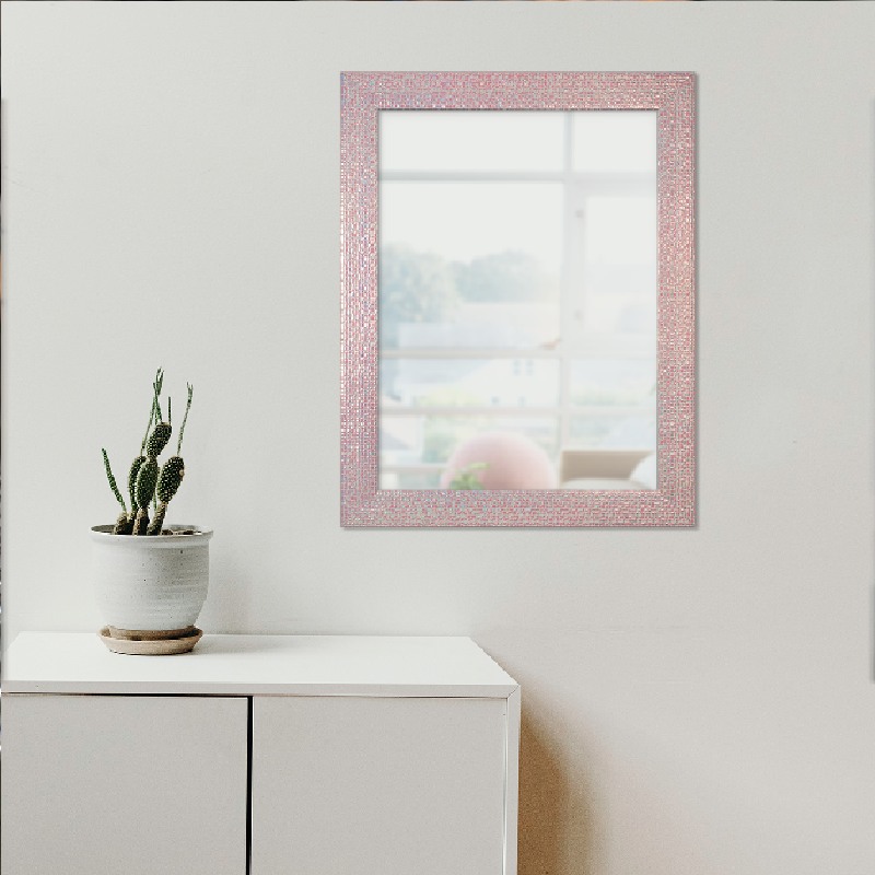 Hermoso Espejo Color Rosa y Blanco