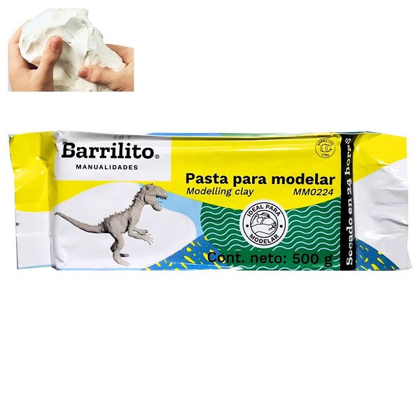 Cerámica Fría, Pasta Modelar, Arcilla 500g Blanca Barrilito