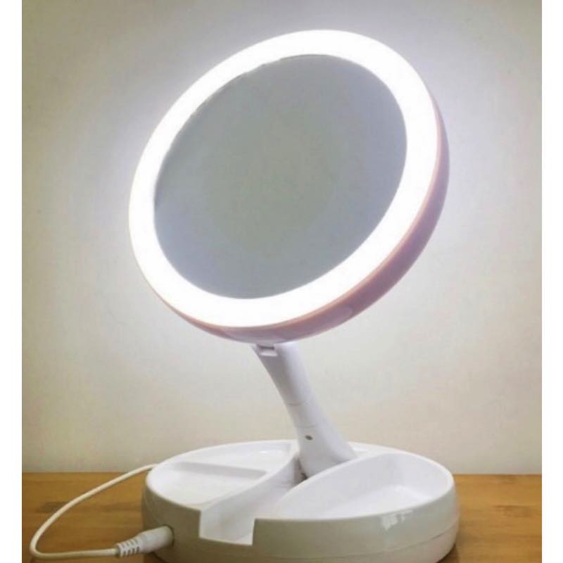 Espejo Organizador Para Tocador Maquillaje Luz Led Cable Usb