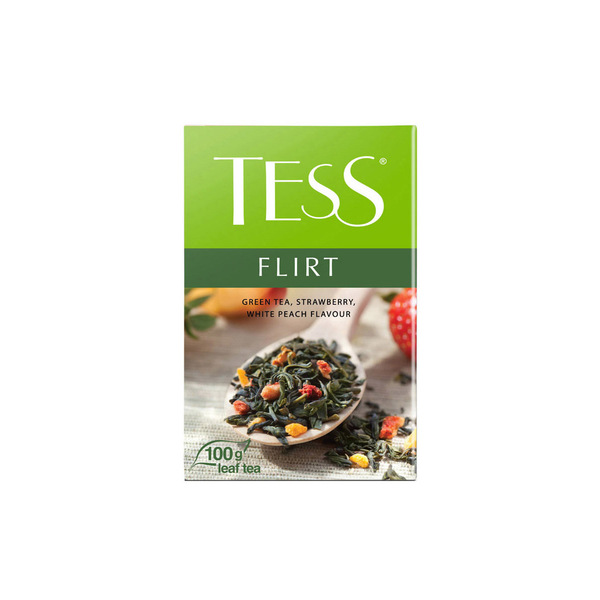 Té TESS Flirt, Té Verde en Hojas con Fresa y otras Frutas y Hierbas, Natural, 100 g