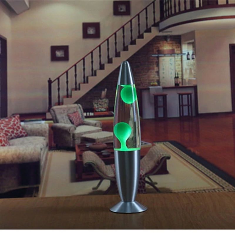 Lámpara Lava Decorativa, LBP, Base Aluminio, Cohete 41cm(16in) -Verde