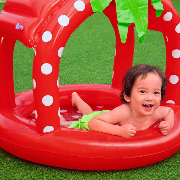 Alberca Piscina Inflable Infantil con Toldo Diseño de Fresa para Bebés