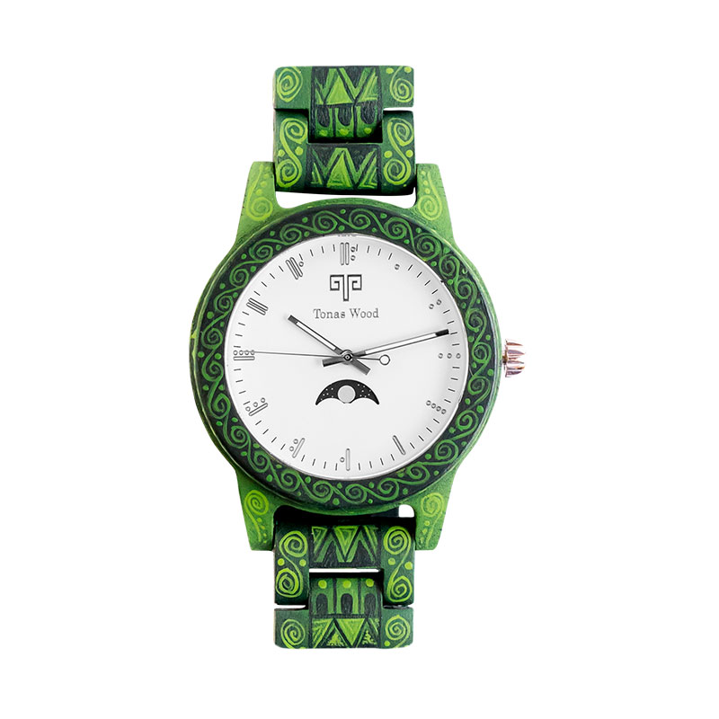 Reloj Alebrije by Tonas Wood Unisex Color Verde Ceiba 