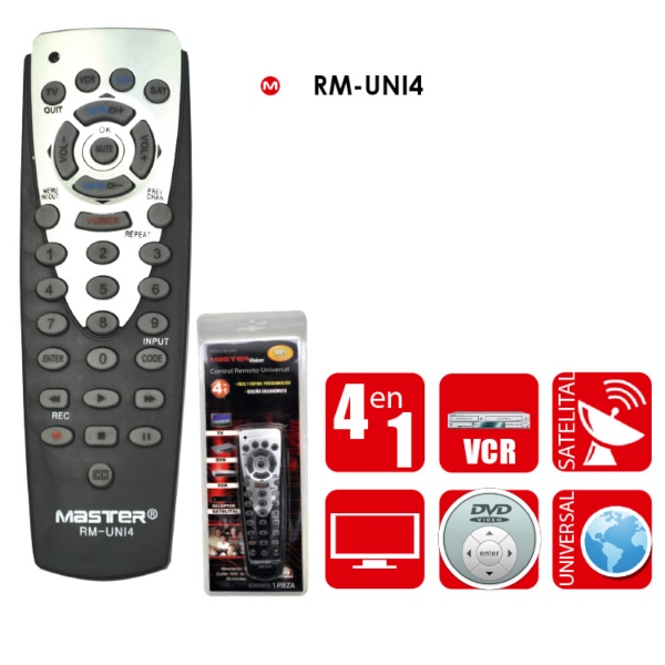 Control Remoto Universal para 4 Aparatos Diferentes / Master / RM-UNI4